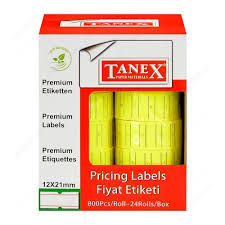 ETİKET TANEX MOTEX 12x21 SARI 24x800 ADET