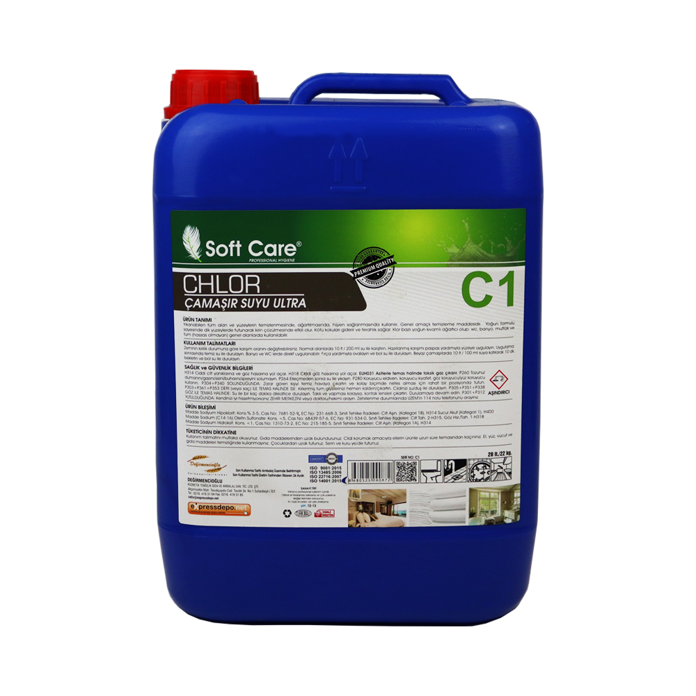 SOFTCARE C1 CHLOR ÇAMAŞIR SUYU ULTRA 10 lt Y. KIVAMLI